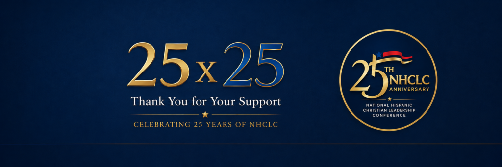 Dark blue banner with gold '25x25' and 'Thank You for Your Support'—celebrating 25 years of NHCLC, with a circular anniversary seal on the right.